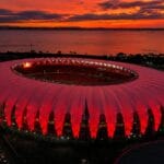 Ex-funcionários do Inter relatam pendências de rescisão: vista aérea do Beira-Rio ao entardecer